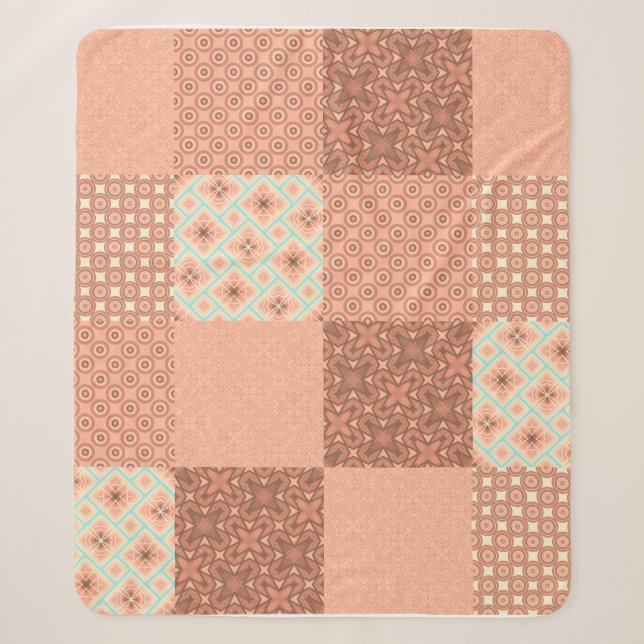 Couverture Sherpa Patchwork Rose Rétro (Devant)