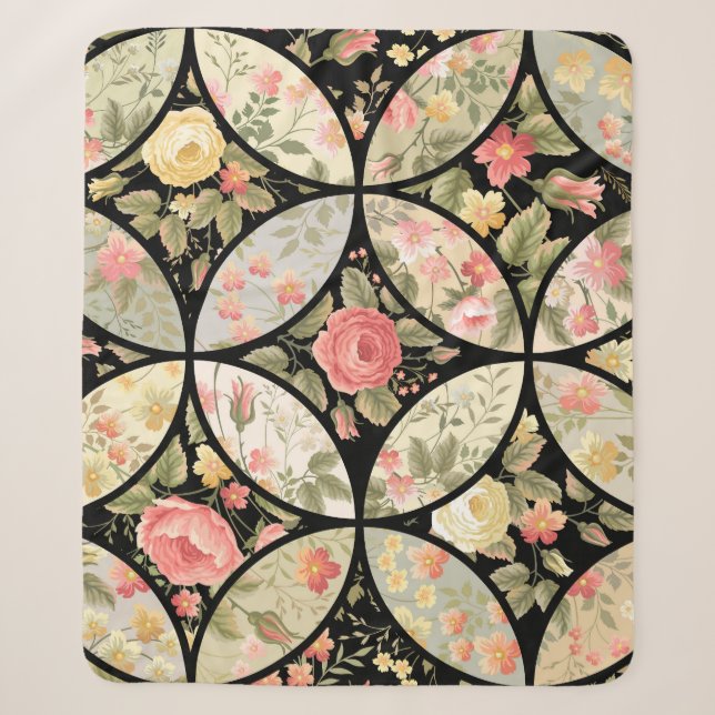 Couverture Sherpa Patchwork Vintage Motif sans couture (Devant)