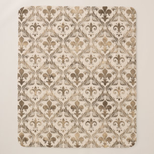 Couverture Sherpa Pâte d'or motif à fleur de lis