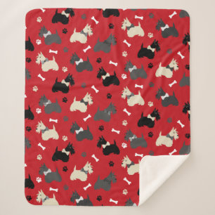 Couverture Sherpa Pâtes et os de Terrier écossais