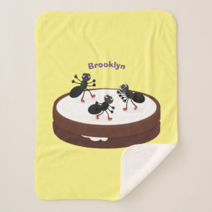 Couverture Sherpa Patinage sur glace de fourmis joyeuses sur dessin