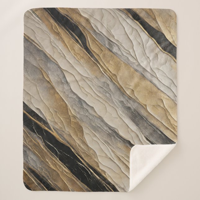 Couverture Sherpa Patinée bande noire et or (Devant)