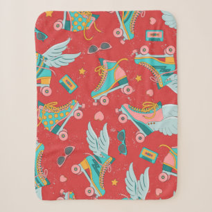 Couverture Sherpa Patins à rouleaux aux couleurs vives avec et sans