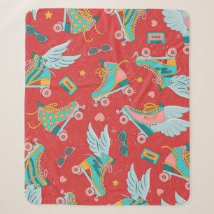 Couverture Sherpa Patins à rouleaux aux couleurs vives avec et sans