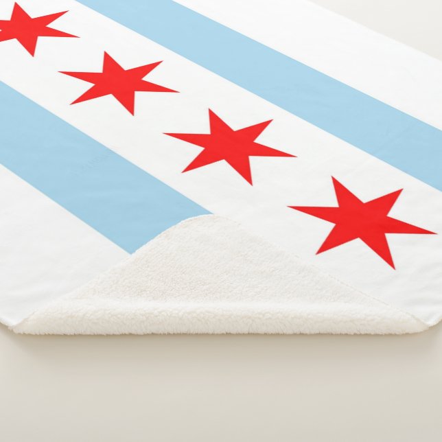Couverture Sherpa Patriotique Sherpa Blanket avec drapeau de Chicago (3/4)