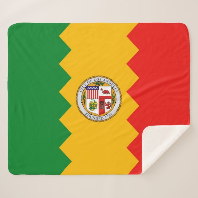 Couverture Sherpa Patriotique Sherpa Blanket avec drapeau de Los Ang (Devant (Horizontal))