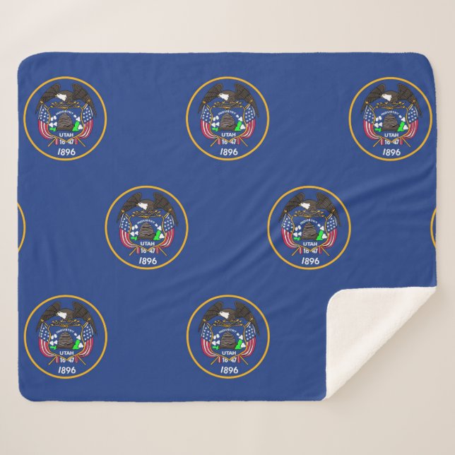Couverture Sherpa Patriotique Sherpa Blanket avec drapeau de l'Utah (Devant (Horizontal))