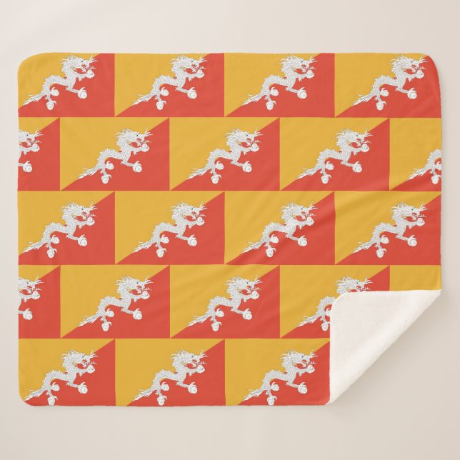 Couverture Sherpa Patriotique Sherpa Blanket avec drapeau du Bhoutan (Devant (Horizontal))