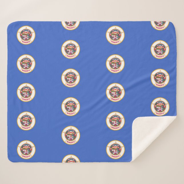 Couverture Sherpa Patriotique Sherpa Blanket avec drapeau du Minneso (Devant (Horizontal))