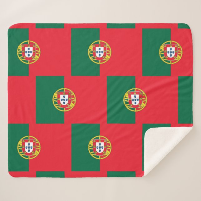 Couverture Sherpa Patriotique Sherpa Blanket avec drapeau du Portuga (Devant (Horizontal))