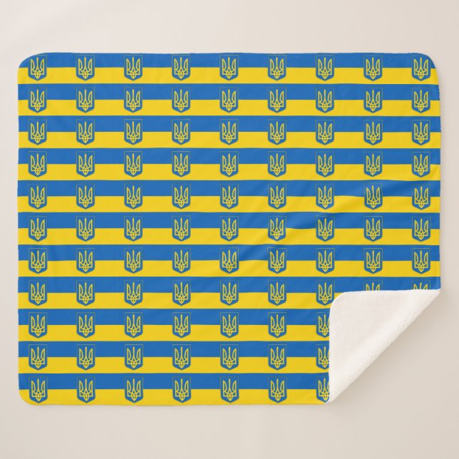 Couverture Sherpa Patriotique Sherpa Blanket avec drapeau d'Ukraine (Devant (Horizontal))