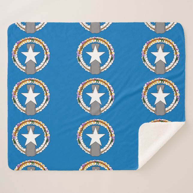 Couverture Sherpa Patriotique Sherpa Blanket - Pavillon Mariana du N (Devant (Horizontal))