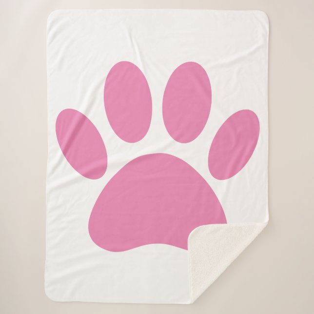 Couverture Sherpa Pawprint de Chien Rose Sherpa Blanche (Devant)