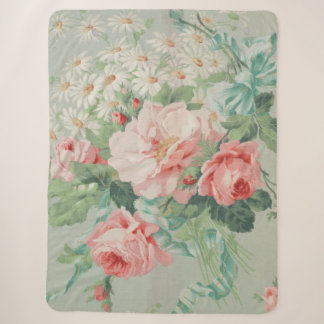 Couverture Sherpa Pays Français Vintage Choux Roses