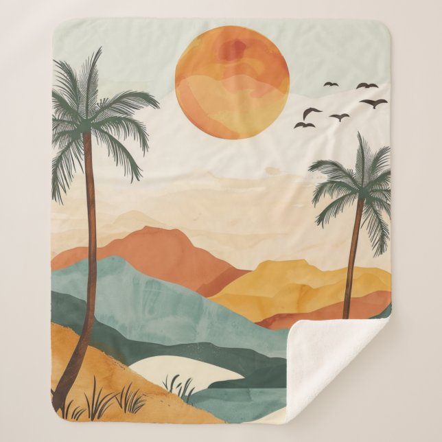 Couverture Sherpa Paysage Abstrait de Boho (16) (Devant)