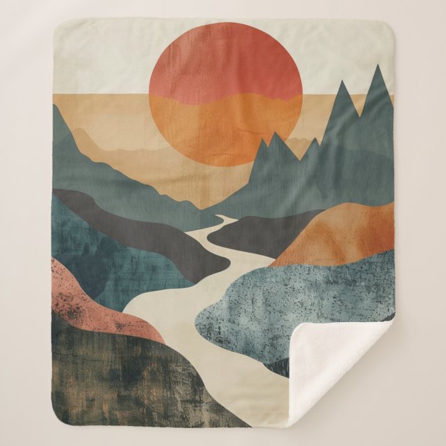 Couverture Sherpa Paysage Abstrait de Boho (5) (Devant)
