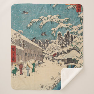 Couverture Sherpa Paysage hivernal d'Hiroshige japon ukiyo-e antique