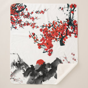 Couverture Sherpa Paysage japonais Sherpa Blanket