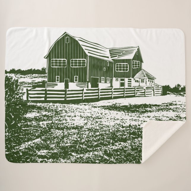 Couverture Sherpa Paysage rural maison de ferme de style coupe (Devant (Horizontal))
