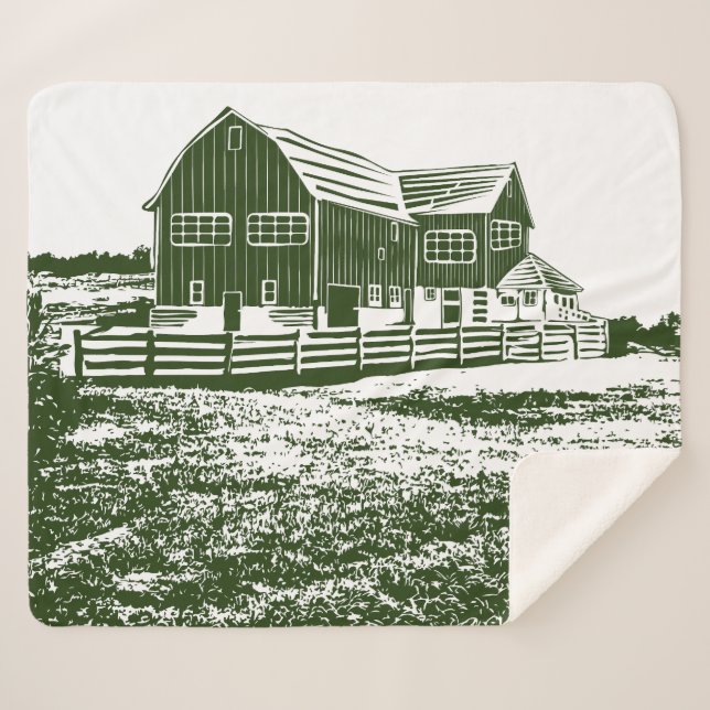 Couverture Sherpa Paysage rural maison de ferme de style coupe (Devant (Horizontal))