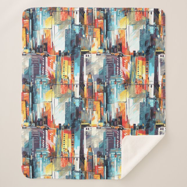 Couverture Sherpa Paysage urbain cyberpunk abstrait (2) (Devant)