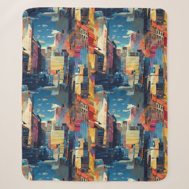 Couverture Sherpa Paysage urbain cyberpunk abstrait (4) (Devant)