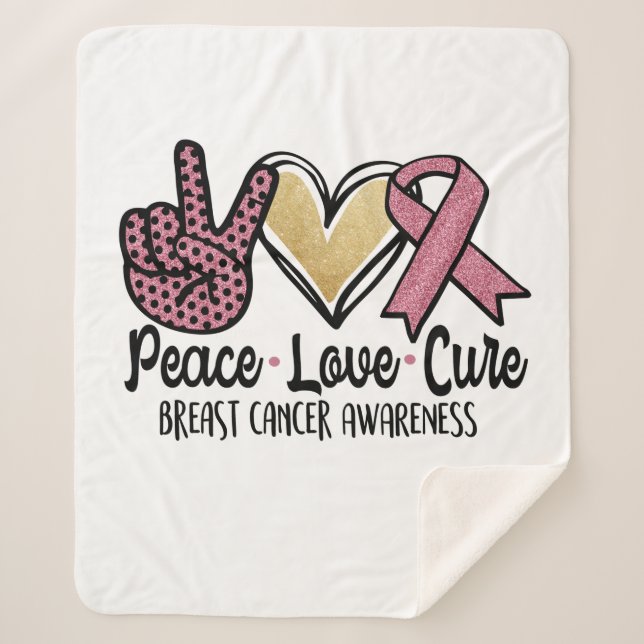 Couverture Sherpa Peace Love Cure Cancer du sein Sensibilisation (Devant)