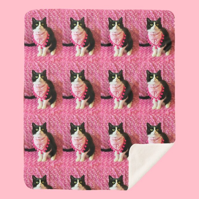 Couverture Sherpa Peaches Tuxedo Chat moyen Sherpa Blanket (Créateur téléchargé)