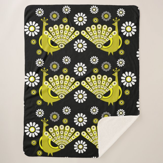 Couverture Sherpa Peacock Bird Art graphique (Devant)