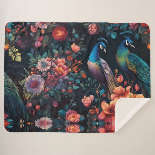 Couverture Sherpa Peacock Garden Wallpaper Art