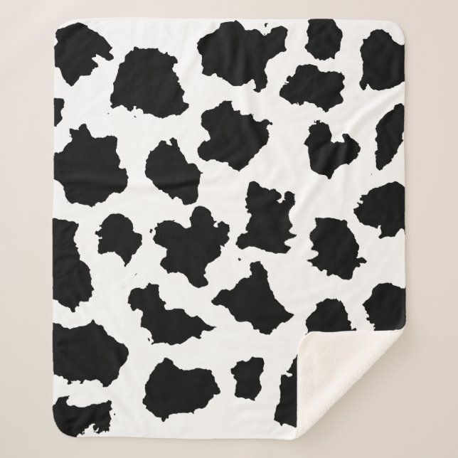 Couverture Sherpa Peau de vache Motif noir et blanc (Devant)