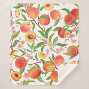 Couverture Sherpa Pêcher le Motif Vintage de fruits tropicaux.