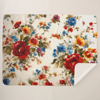 Couverture Sherpa Peint Е légant & Délicat Fleurs d'été colorées