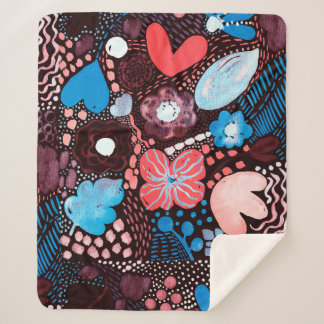 Couverture Sherpa Peinture à la main Aquarelle Abstraite Croquis Doo