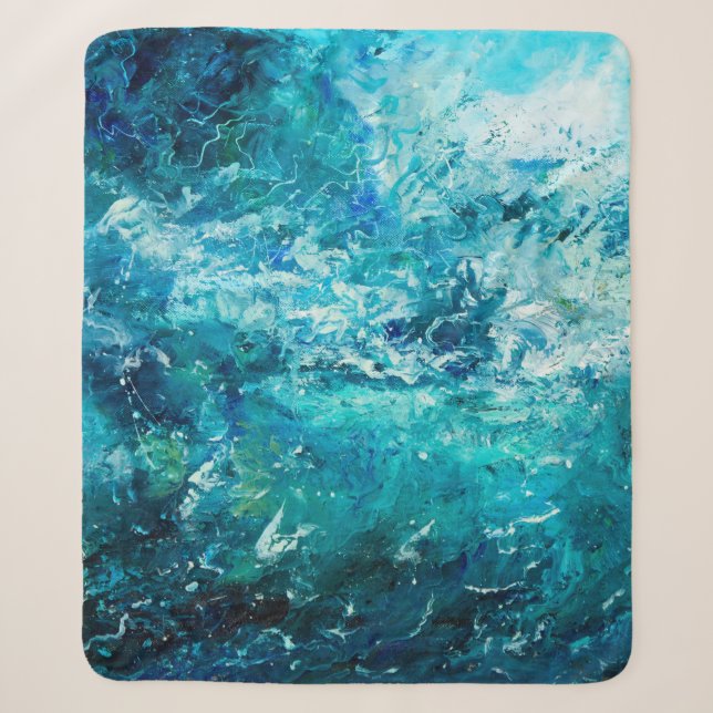 Couverture Sherpa  Peinture à l'huile abstraite montrant des vagues  (Devant)