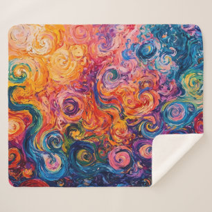 Couverture Sherpa Peinture à l'huile de tourbillons psychédélique