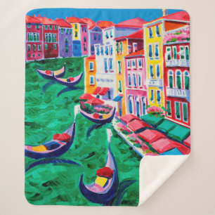 Couverture Sherpa  peinture à l'huile de Venise, Italie sur toile