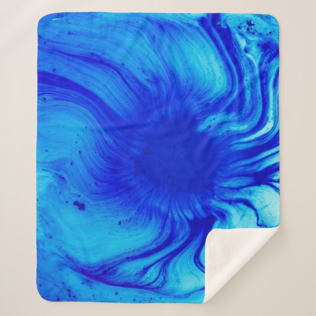 Couverture Sherpa Peinture abstraite bleue et turquoise (Devant)