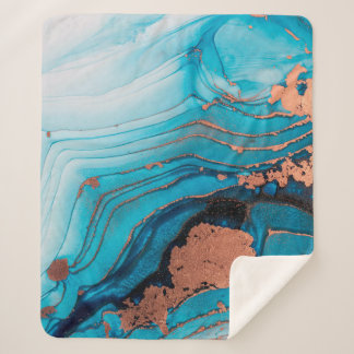 Couverture Sherpa Peinture abstraite de luxe en encre d'alcool 