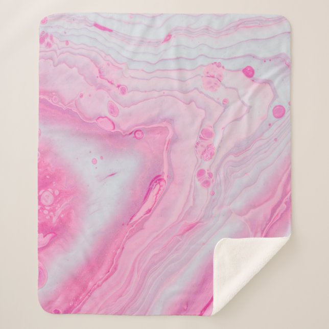 Couverture Sherpa Peinture abstraite rose et blanche (Devant)
