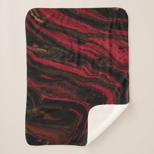 Couverture Sherpa Peinture abstraite rouge et noire (Devant)