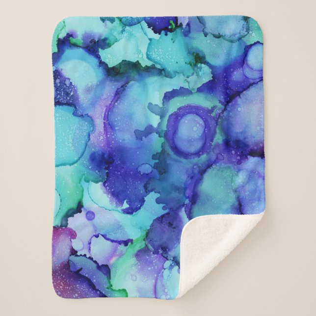 Couverture Sherpa Peinture abstraite violette et blanche (Devant)