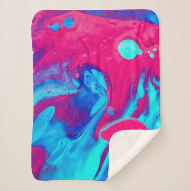 Couverture Sherpa Peinture abstraite violette et bleue (Devant)