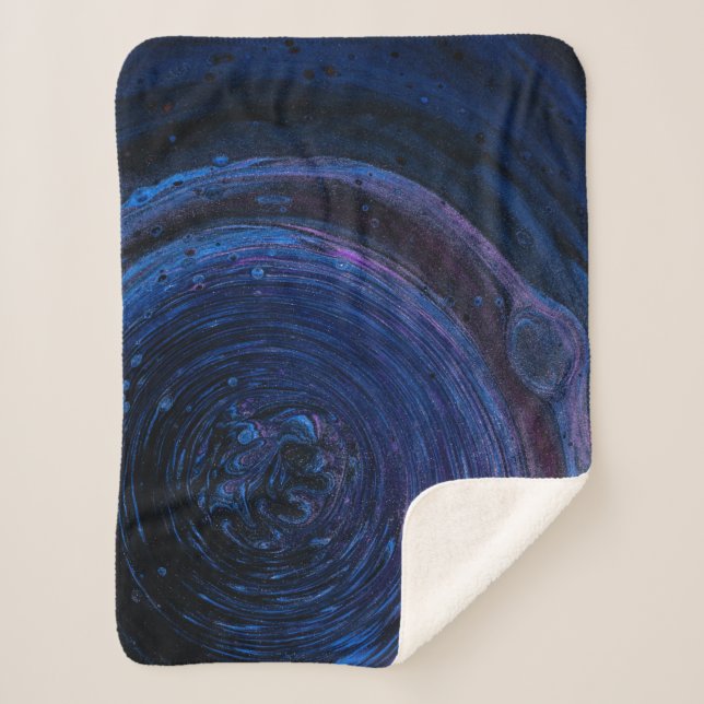 Couverture Sherpa Peinture abstraite violette et marron (Devant)
