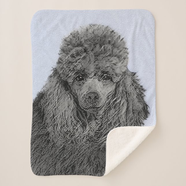 Couverture Sherpa Peinture de caniche Miniature Jouet noir Art origi (Devant)