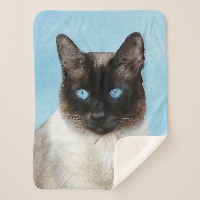 Couverture Sherpa Peinture de chats de Siamese - Cute Original Cat A (Devant)