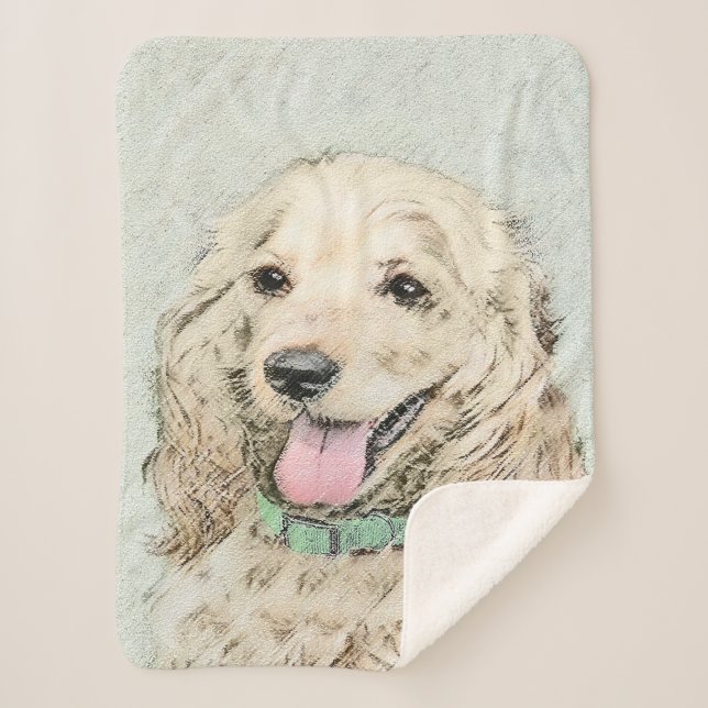 Couverture Sherpa Peinture de Cocker Spaniel Buff - Art original de  (Devant)