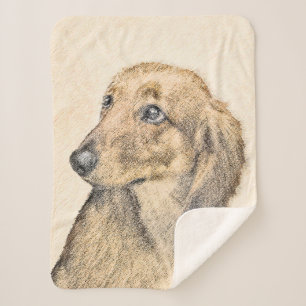 Couverture Sherpa Peinture de Dachshund (Longhaïs) - Art original du