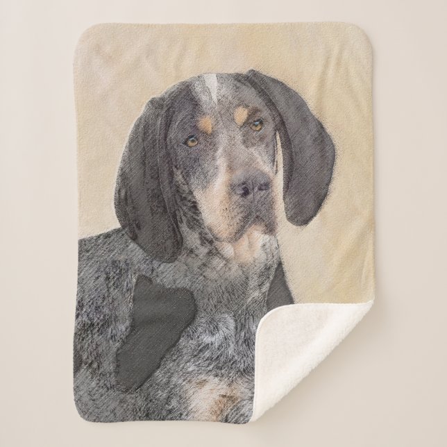 Couverture Sherpa Peinture de linge bluetick - mignon chien original (Devant)