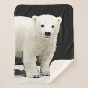 Couverture Sherpa Peinture de l'ours polaire - Art original de la fa